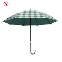 YS-1132 Parapluie Droit Style Japonais Fourniture d'Usine Poignée PU Tissu à Carreaux UPF50 Utilisation Soleil & Pluie Ouverture Automatique Parapluie Haut de Gamme
