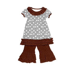 Conjunto de 2 Piezas para Niña Pequeña en Seda de Leche, Túnica de Manga Corta con Volantes Estampados y Pantalones Cortos Acampanados, Ropa de Verano Suave para Niños en Seda de Leche - Product Image 4