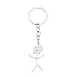 Porte-clés amusant en acier inoxydable avec petit <span class=keywords><strong>homme</strong></span> dessiné à la main, accessoires pour porte-clés, article tendance - Product Image 3