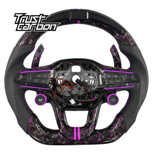 Volante Personalizado de Fibra de Carbono Forjado en Color Morado con LED de RPM para <span class=keywords><strong>Seat</strong></span> Cupra Formentor VZ <span class=keywords><strong>Leon</strong></span> <span class=keywords><strong>ST</strong></span> Born Ibiza <span class=keywords><strong>FR</strong></span> Tavascan - Product Image 1