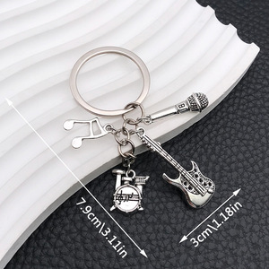 Set de Llaveros Metálicos de Instrumentos Musicales: Guitarra, Batería, Micrófono, Notas Musicales, Accesorios para Músicos, Regalos, Piano, Flauta - Product Image 2