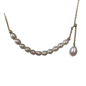 Zhuji Zhizhen Natural <b>Pearl</b> <b>Pendant</b> New Product Rice Bead Smile Chain Good Manufacturer's Clavicle Chain Color Preserving Neigh - Product Image 5