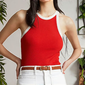 Top court en maille extensible/coton respirant à imprimé personnalisé pour femmes, vêtements de sport décontractés, sans manches, col carré - Product Image 3