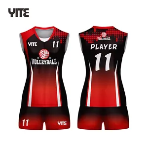 Latest Custom Black And Red Volleyball Uniform Design Team Mens Wear Volleyball Jersey