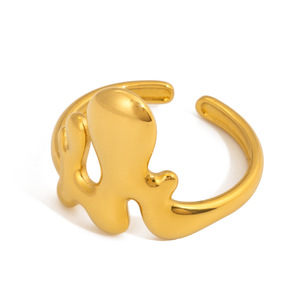 Bague unisexe en or liquide plaqué or, motif géométrique, incrustation simple, bijou tendance, cadeau - Product Image 5