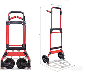 Chariot à main pliable en acier à 2 roues, chariot à plateforme, revêtement en poudre argentée, pliable pour le shopping, l'intérieur, l'extérieur, le déménagement - Product Image 5