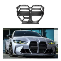 Grille de pare-chocs avant en fibre de carbone sèche de style CSL avec ACC pour BMW G80 M3 M4 G82 G83 2021 + Grille de pare-chocs avant en maille