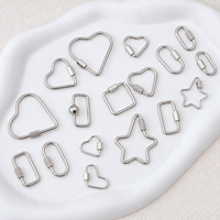 Fermoirs mousquetons à vis en acier inoxydable plaqué or 18 carats personnalisés, formes variées, pour la création de bijoux DIY, porte-breloques et connecteurs