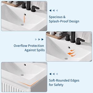 Meuble-lavabo mural minimaliste SENYU avec rangement, blanc, en MDF - Product Image 4