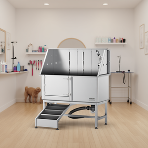 Stazione di toelettatura per cani in acciaio inox da 62 pollici con rampa, rubinetto e portasapone per vasca da bagno per animali domestici da interno - Product Image 2