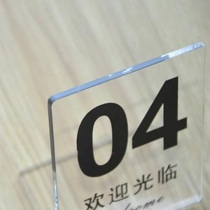 Plaques <span class=keywords><strong>de</strong></span> numéros <span class=keywords><strong>de</strong></span> table en acrylique transparent personnalisées, porte-numéros <span class=keywords><strong>de</strong></span> table en plexiglas bon marché pour restaurants - Product Image 5