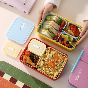 Lonchera de Plástico Rectangular con 2 Compartimentos, Portátil, Libre de BPA, Contenedor de Alimentos para Niños, de un Solo Nivel, Tamaño Mediano - Product Image 2