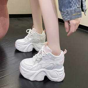 Vente en gros semelle épaisse 10.5 cm talons hauts chaussures décontractées <span class=keywords><strong>à</strong></span> lacets <span class=keywords><strong>baskets</strong></span> compensées pour femmes - Product Image 3