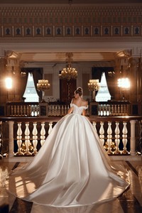Novedad <span class=keywords><strong>Vestido</strong></span> de Novia de Satén en Tallas Grandes Trajes de Novia de Lujo en Satén Blanco <span class=keywords><strong>Vestido</strong></span> de <span class=keywords><strong>Boda</strong></span> <span class=keywords><strong>Civil</strong></span> - Product Image 2