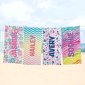 30"W x 60"L Personalized Beach Towel Rainbow Summer Swimming Towel Gift for Beach And Pool Lovers