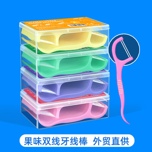 ไหมขัดฟันฟรุ๊ตตี้ดับเบิ้ลไลน์ 7.4 ซม. เส้นใยโพลีเมอร์ละเอียดพิเศษ 50 ชิ้น บรรจุกล่อง สำหรับดูแลช่องปาก - Product Image 3