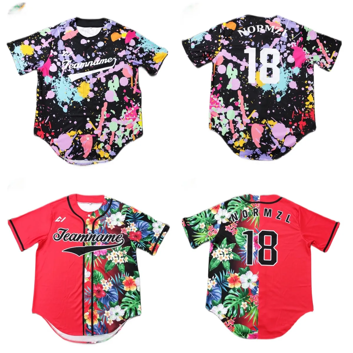 Gençlik boy özel örgü kamuflaj siyah beyzbol tişörtü ceket ve softbol giyim spor forması spor mayo