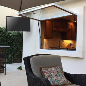Aluminum Alloy 90 Degree Drop Down Window With Hydraulic Rod <b>Sound</b> Thermal Insulation Kitchen <b>Bar</b> Outdoor Use - Product Image 1