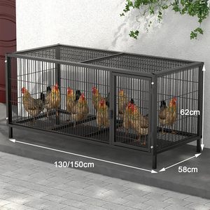 Cage rectangulaire d'extérieur en tube carré galvanisé pour poulets, petits animaux, oiseaux, installation facile, taille 130x58x62cm - Product Image 6