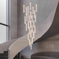 Lustre en cristal moderne en promotion, suspension créative classique pour escalier, éclairage long pour entrée de maison ou bureau