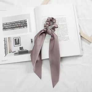 Nouvelles attaches pour cheveux en satin de soie portables, style vintage, couleur unie, nœud papillon, long ruban, pour femmes - Product Image 2