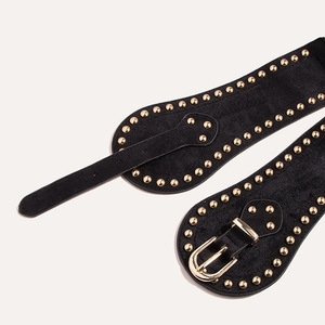 <span class=keywords><strong>Ceinture</strong></span> large élastique en <span class=keywords><strong>daim</strong></span> avec rivets pour <span class=keywords><strong>femme</strong></span>, élégante et ajustable - Product Image 4
