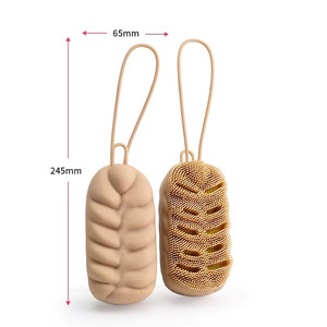 Brosse de massage corporel en silicone naturel pur avec logo personnalisé pour le visage, le dos, le nettoyage sous la douche, pour enfants et adultes - Product Image 2