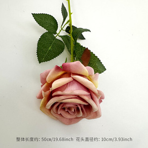 ดอกกุหลาบประดิษฐ์ 50 ซม. ดอกไม้ผ้าไหมจำลองคุณภาพสูง ตกแต่งบ้าน อุปกรณ์ประกอบฉากงานแต่งงาน วันวาเลนไทน์ - Product Image 6