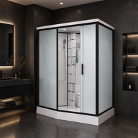 Module de salle de bain préfabriqué compact 1,7 m x 1,2 m avec toilettes, douche, châssis SMC et chauffage à extraction