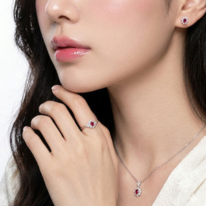 Fabricante de Joyería Fina de Hong Kong, Juego de Joyería de Oro Sólido de 18K con Rubí Natural y Diamantes Naturales, Regalo Perfecto para Mujeres - Product Image 5