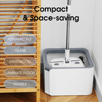 Ensemble serpillière et seau pliable à deux compartiments pour eau propre et sale, rotatif à 360°, en microfibre, pour nettoyage des sols, faible MOQ