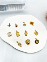 Mode acier inoxydable bricolage pendentif à breloque soleil oeil lune pierre de naissance breloques femme 18K plaqué or bricolage breloque