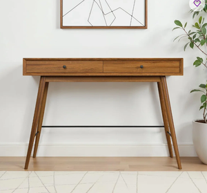 Modern Latest Designs Solid Mango Wood With Two Storage Drawers <b>Brown</b> Natural Finish Teper Legs Entryway Wooden Console <b>Table</b> - Product Image 3