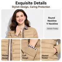 Jaket Bulu Angsa Putih Ringan Wanita dengan Logo Kustom, Mantel Puffer Berlapis untuk Musim Dingin dan Awal Musim Semi, Pakaian Luar Ruangan