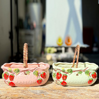 Panier à fleurs en rotin tressé, pot suspendu portable pour plantes succulentes