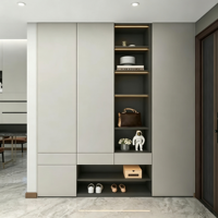 Meuble à chaussures en bois moderne intégré pour entrée et salon, avec rangement pour chaussures et bande lumineuse LED, mobilier domestique