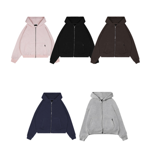 Kingsen Pull à capuche zippé unisexe en molleton épais de haute qualité, couleur unie, personnalisable, pour l'hiver - Product Image 5