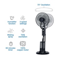 Ventilateur à brume rafraîchissant de 16 pouces, humidificateur domestique sur pied, ventilateur à brume, ventilateur sur pied avec pulvérisation d'eau, télécommande