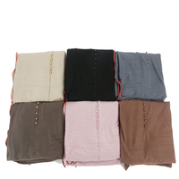 Écharpe-collier imitation perles en promotion, hijab musulman islamique avec pierres et perles de couleur unie, pour les Pays-Bas