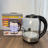 Bouilloire électrique 1,8 L avec prise EU, lumière bleue, en verre, avec couvercle en acier inoxydable, transparente, à ébullition rapide, pour le thé