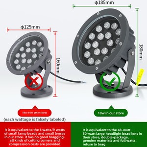 Đèn cây LED RGB ngoài trời chống nước, đèn pha công suất cao lắp đặt dưới đất với vỏ nhôm IP65 dùng cho sân vườn - Product Image 3