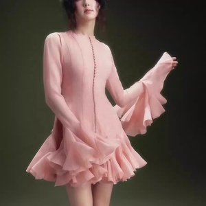 Vestido Casual Corto con Volantes y Mangas Largas de Moda AIMEISI, Vestido Sencillo para Mujer - Product Image 1