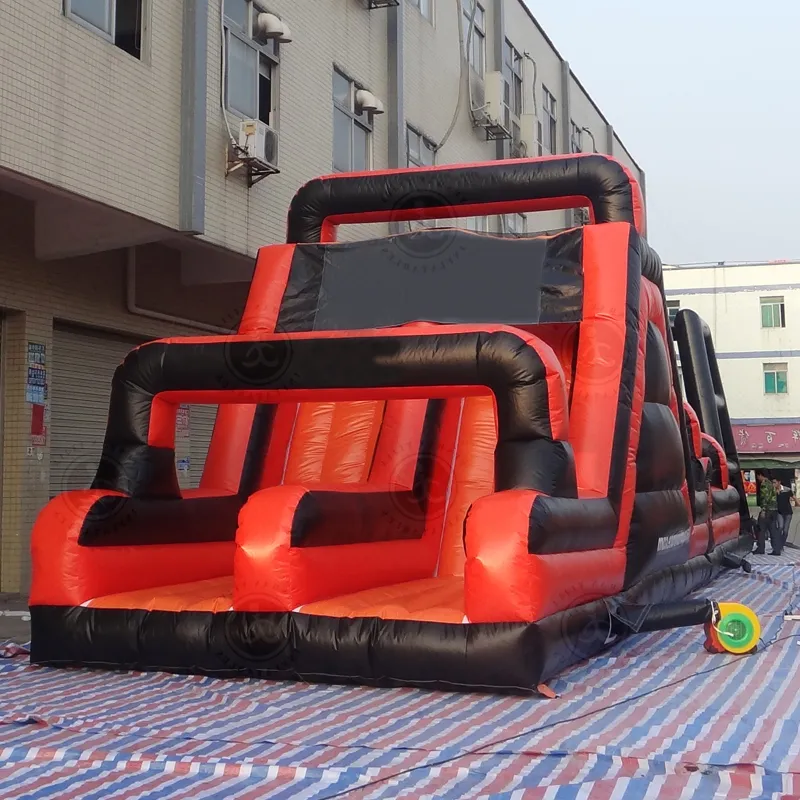 Huge Black And Red Amusement Shooting Tag Inflatable Obstacle Indoor Ninja Obstacle Course For Kids