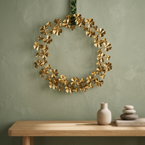 Guirnalda Decorativa Redonda de Metal Hecha a Mano con Flores de Trébol Doradas, Decoración Moderna para Colgar en la Pared del Hogar - Product Image 5