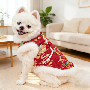 Traje Tang para Perros, Ropa de Invierno, Otoño y Primavera, Estilo Chino Tradicional, Rojo Jade, Conejo, Bichón Frisé, Teddy, Decorativo - Product Image 2