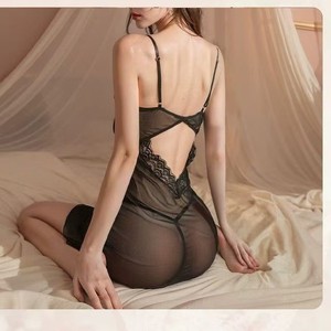 Ensemble de lingerie camisole en dentelle transparente Ice Fruit Sexy pour femme, en mousseline, romantique, 2 pièces avec nœud à nouer devant - Product Image 3
