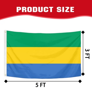 Banderas Nacionales Personalizadas al por Mayor, Bandera del Gabón de 90x150cm, Verde, Amarillo y Azul, Drapeau Personalizado, Poliéster 100D para Eventos - Product Image 2