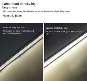 ไฟ LED แบบ COB แถบยืดหยุ่น แรงดันต่ำ 5V 12V 24V ติดตั้งแบบมีกาวในตัว สำหรับตกแต่งภายในบ้าน ติดเพดาน ตู้ และพื้นที่ภายใน - Product Image 5