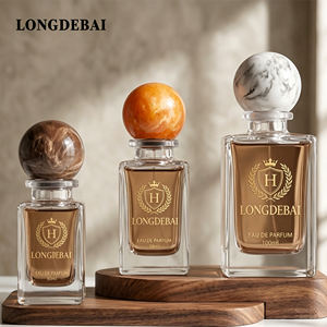 Trend‑selling Premium Square Clear <b>Empty</b> Perfume Glass Bottle 30ml 50ml 100ml Luxury perfume bottle with Marble Ball Cap and <b>box</b> - Product Image 2
