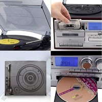 Tourne-disque rétro 10 en 1 avec lecteur CD BT, cassette, radio FM, gramophone vintage, centre musical tout-en-un et décoration de salon